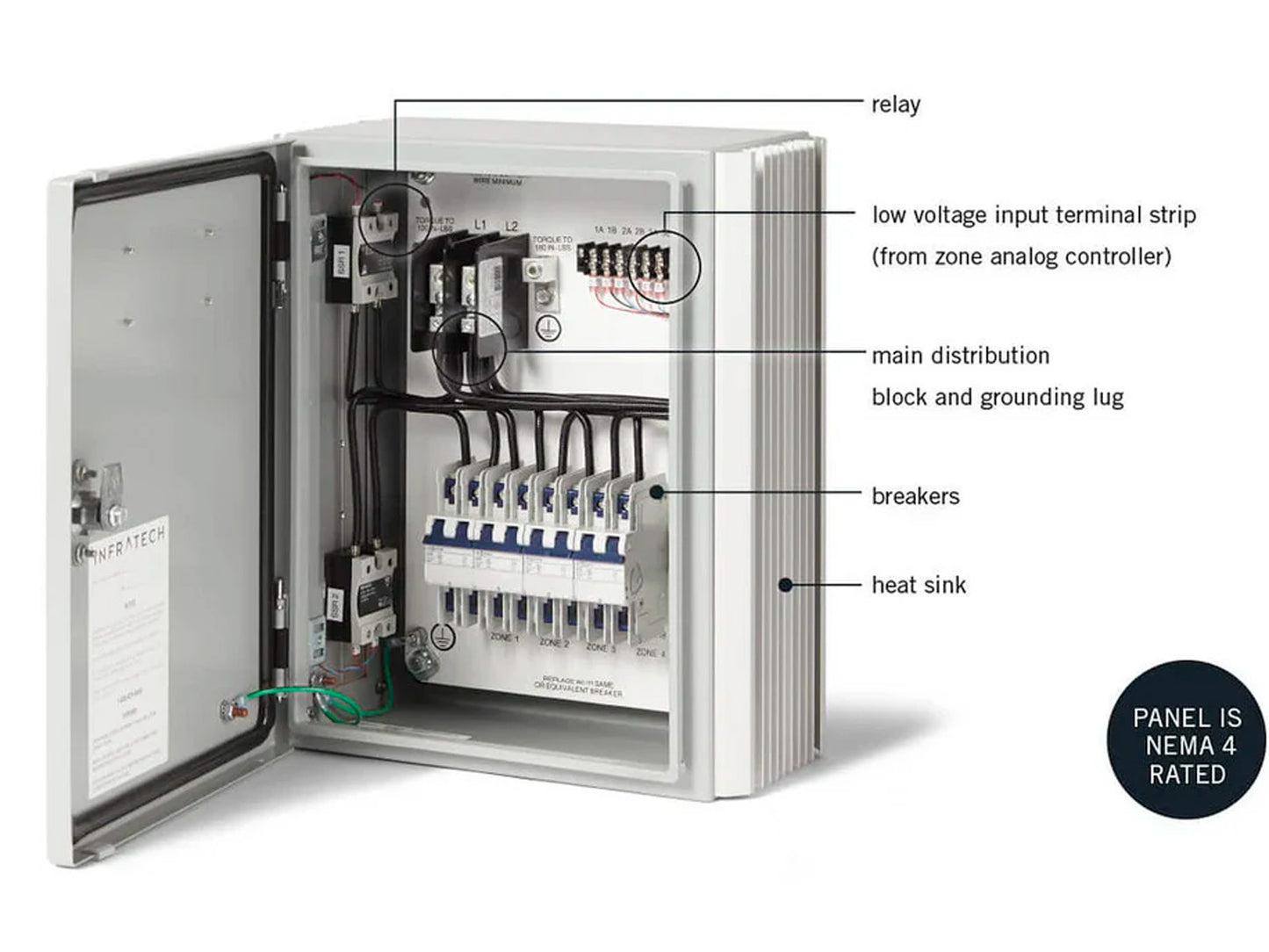 Infratech 30 4054 Solid State Control - 1 Relay Panel - 16 x 14 x 7 in. - Gray Steel Color